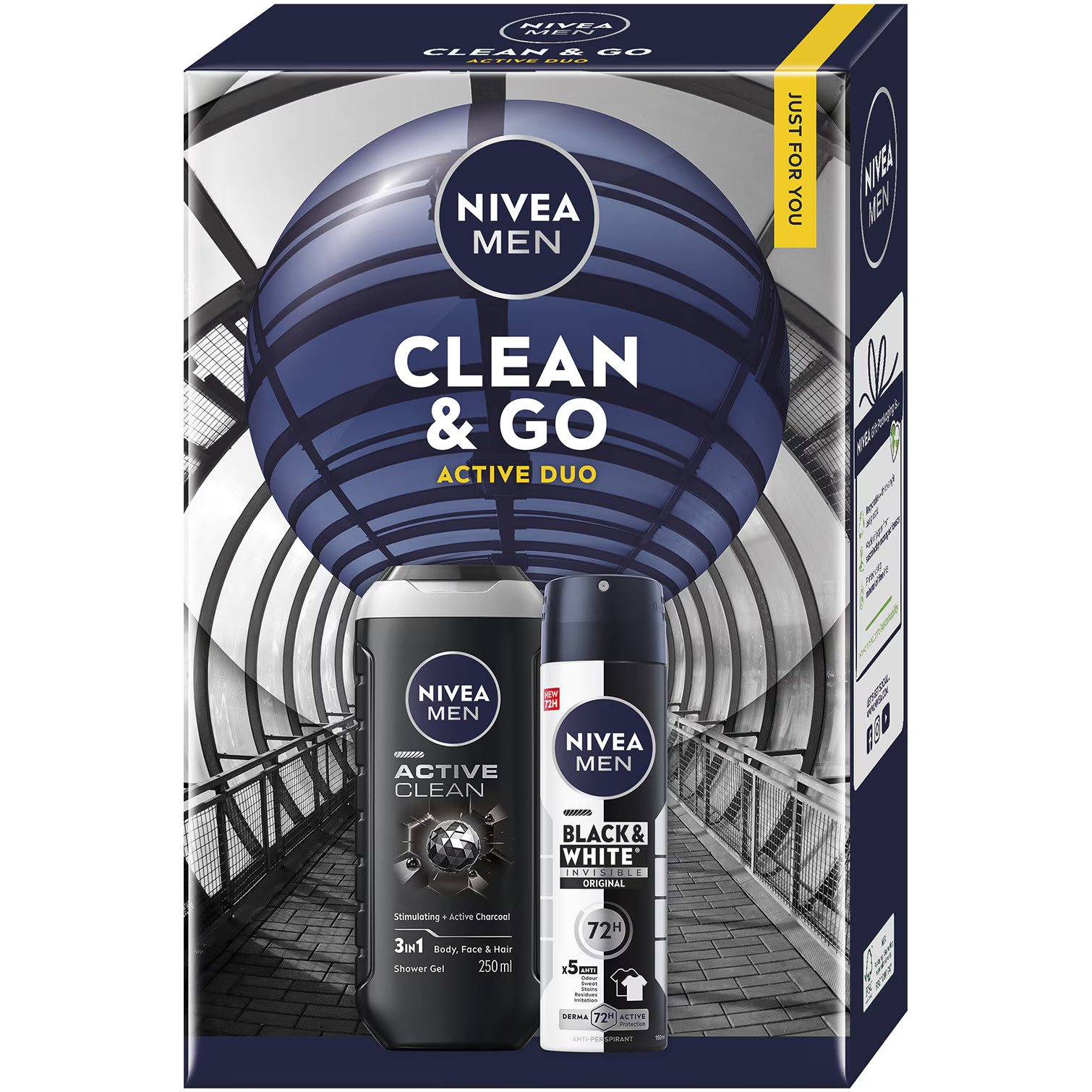 Set gel dus + deodorant spray Clean&Go, 250 + 150 ml, Nivea Men