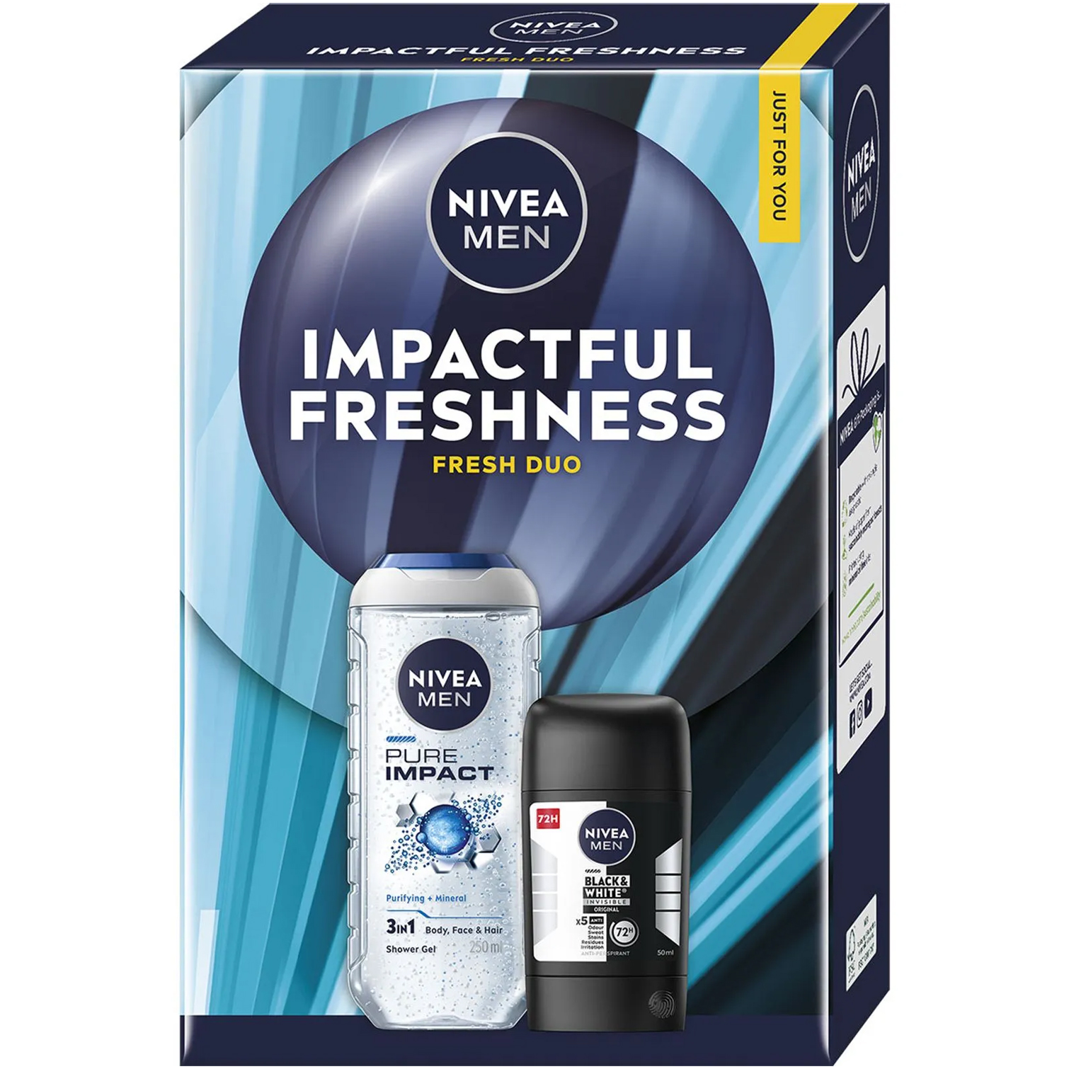Pachet gel dus + deodorant stick Impactful Freshness, 250 + 150 ml, Nivea Men
