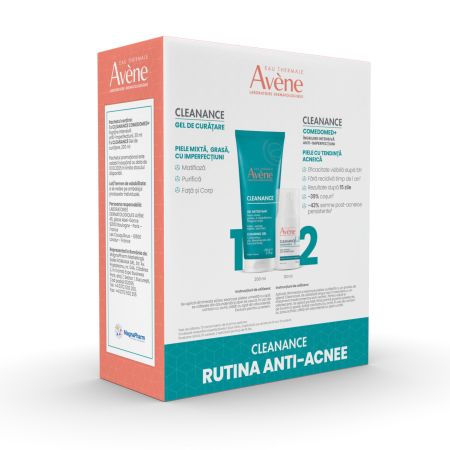 Pachet Gel de curatare si Comedomed+ Cleanance, 200 + 30 ml, Avene 740742