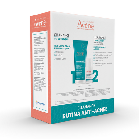 Pachet Gel de curatare si Comedomed+ Cleanance, 200 + 30 ml, Avene 740742