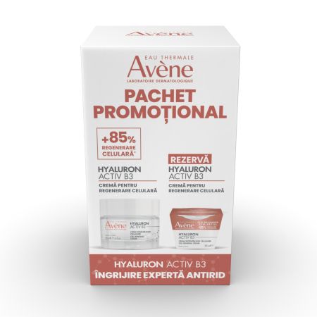 Pachet Crema regenerare celulara si rezerva Hyaluron Activ B3, 2x50 ml, Avene