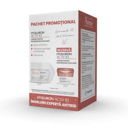 Pachet Crema regenerare celulara si rezerva Hyaluron Activ B3, 2x50 ml, Avene 740745