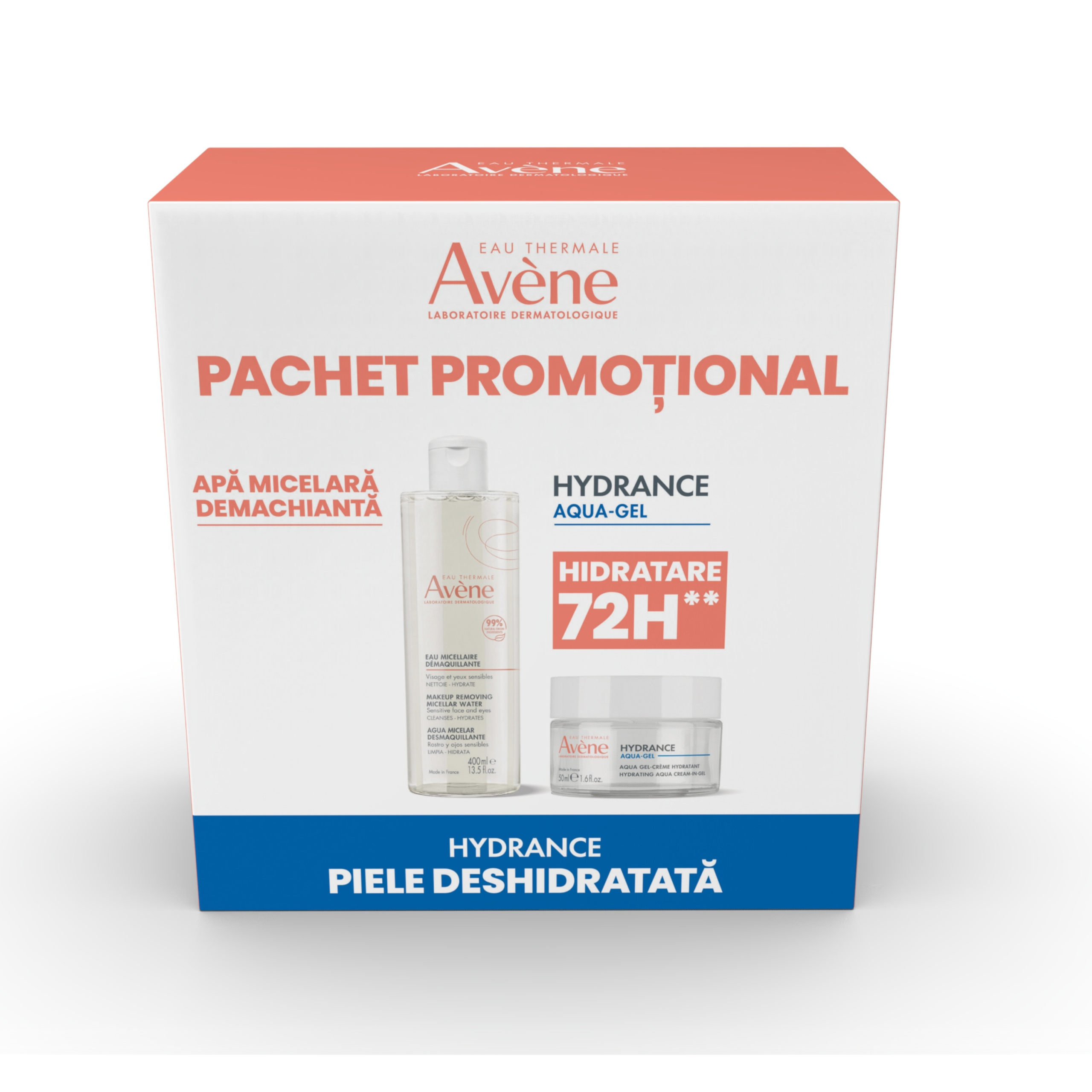 Pachet Hydrance Aqua gel + Apa Micelara demachainta, 50 ml + 400 ml, Avene