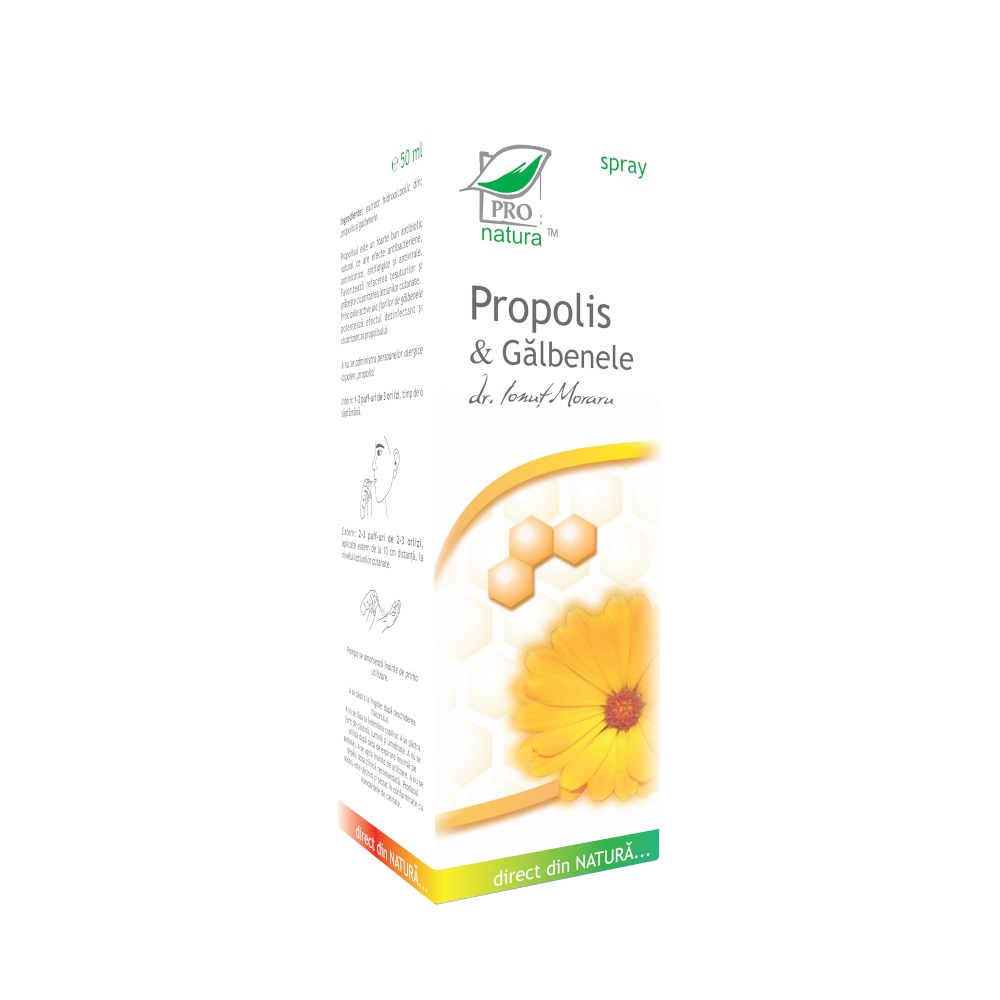 Spray cu Propolis si Galbenele, 50 ml, Pro Natura