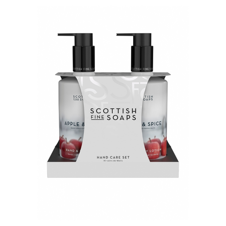 Set pentru ingrijire corp si maini Spiced & Apple, 2x300 ml, Scottish Fine Soaps