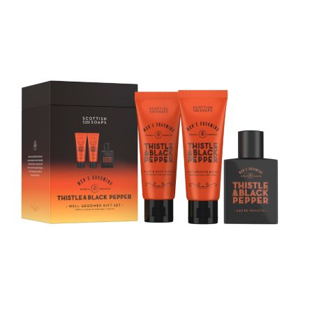 Set ingrijire pentru barbati Thistle & Black Pepper, 75 ml /75 ml/50 ml, Scottish Fine Soaps