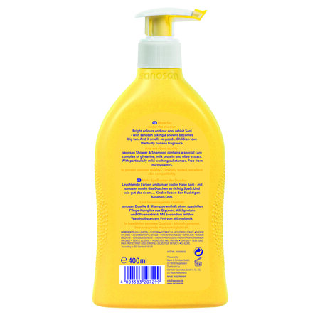 Gel de dus si sampon pentru copii, Banane,400 ml, Sanosan 794389