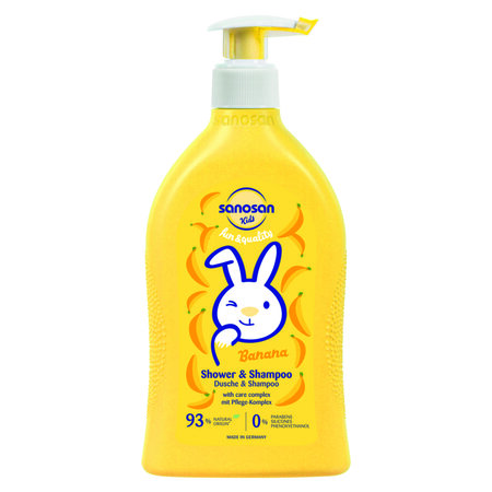 Gel de dus si sampon pentru copii, Banane,400 ml, Sanosan