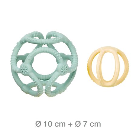 Mingii din silicon pentru dentitie, Aqua si Galben, 0 luni+, 2 buc, Nattou 742069