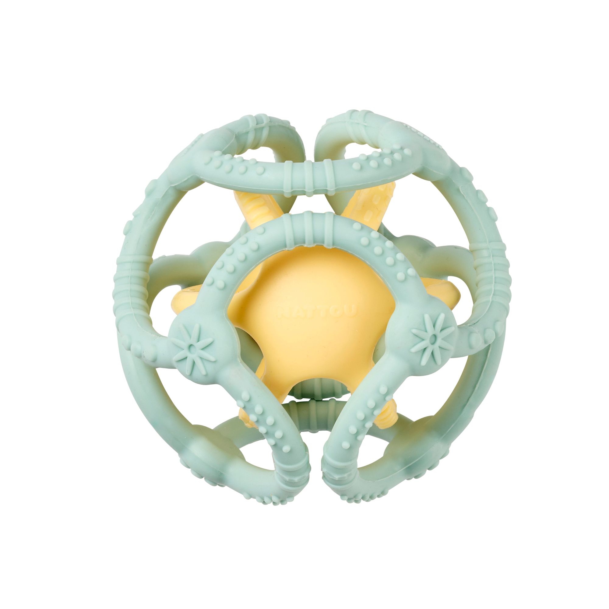 Mingii din silicon pentru dentitie, Aqua si Galben, 0 luni+, 2 buc, Nattou