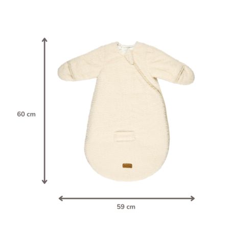 Sac de dormit cu maneci si manusi, 60 cm, Crem, Teddy, Nattou 742222