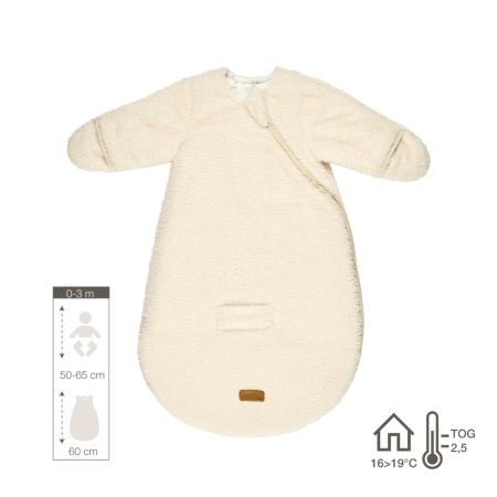 Sac de dormit cu maneci si manusi, 60 cm, Crem, Teddy, Nattou 742223