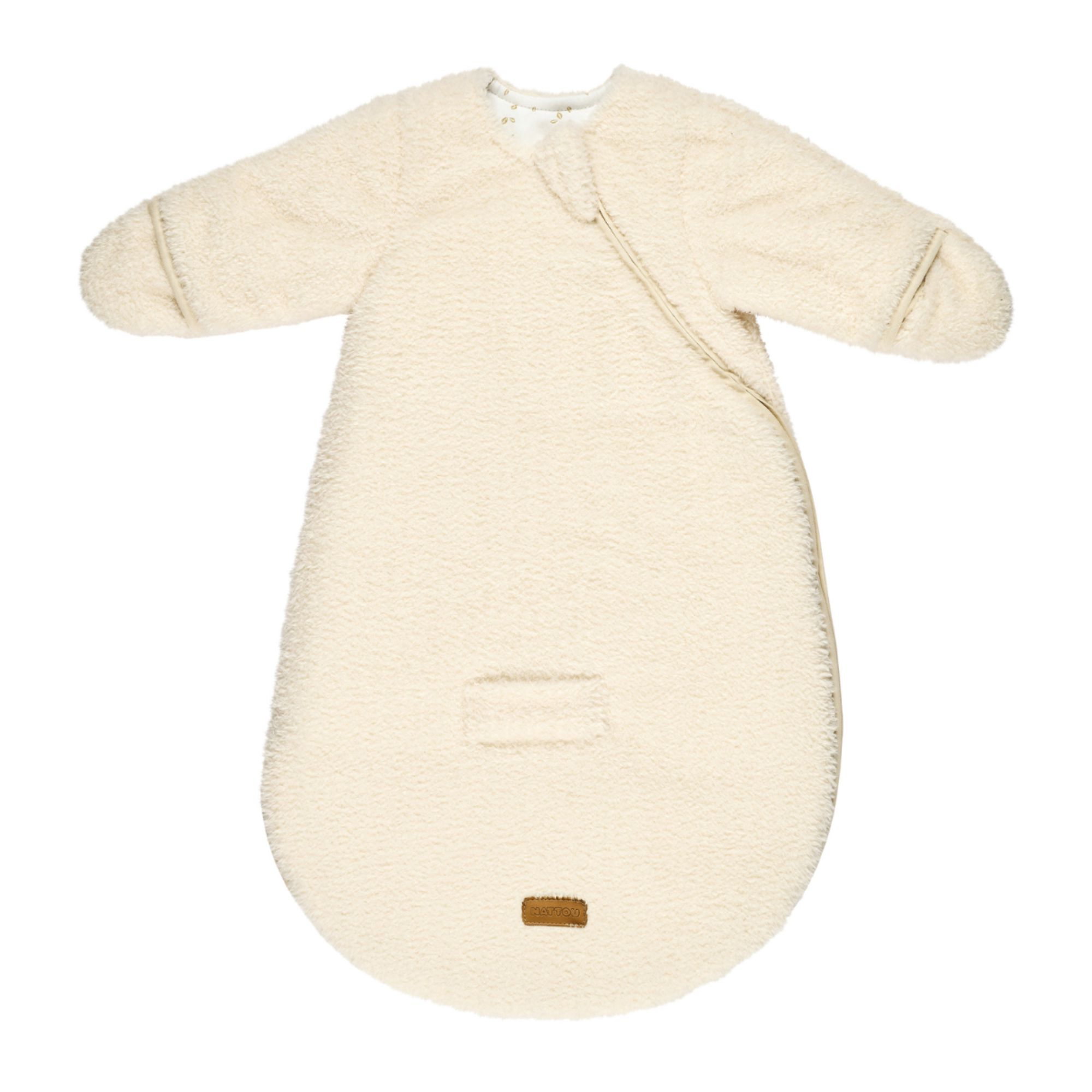 Sac de dormit cu maneci si manusi, 60 cm, Crem, Teddy, Nattou