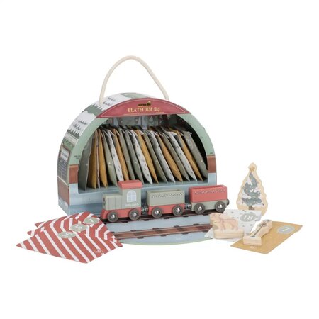 Calendar de advent cu sine de tren si cutie portabila, 2 ani+, Little Dutch 742383