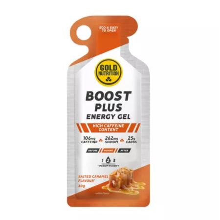 Gel energizant cu aroma de caramel sarat Energy Boost, 40 g, Gold Nutrition