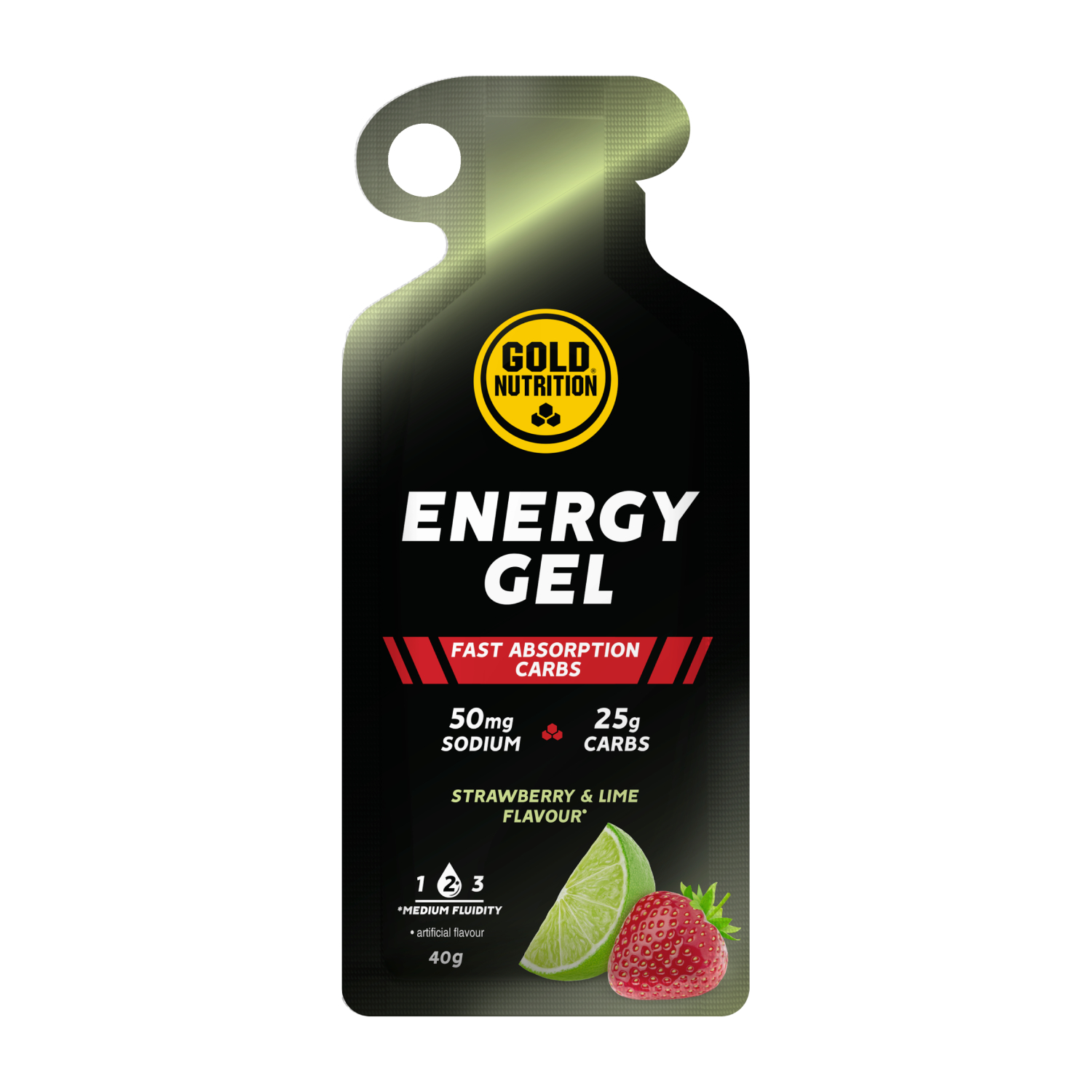 Gel energizant cu aroma de capsuni si lime Energy, 40 g, Gold Nutrition