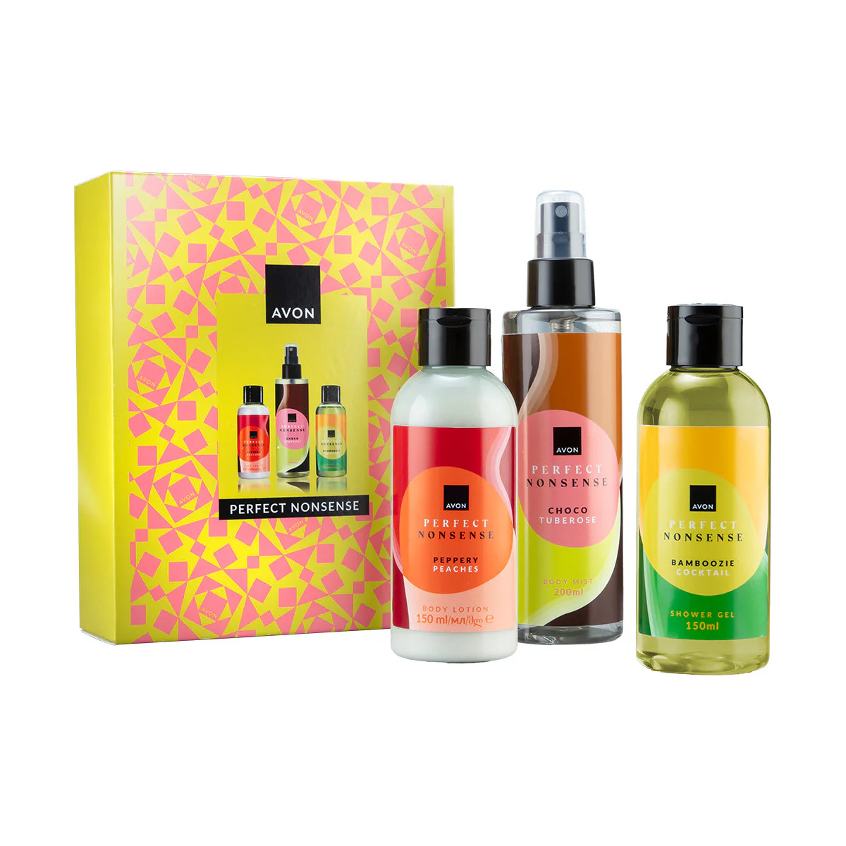 Set Gel de Dus, 150ml + Spray de Corp, 200ml + Lotiune de Corp, 150ml Perfect Nonsense, Avon