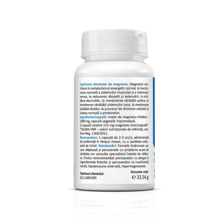 Magneziu Malat Optimum 1000 mg, 30 capsule, Zenyth 743102