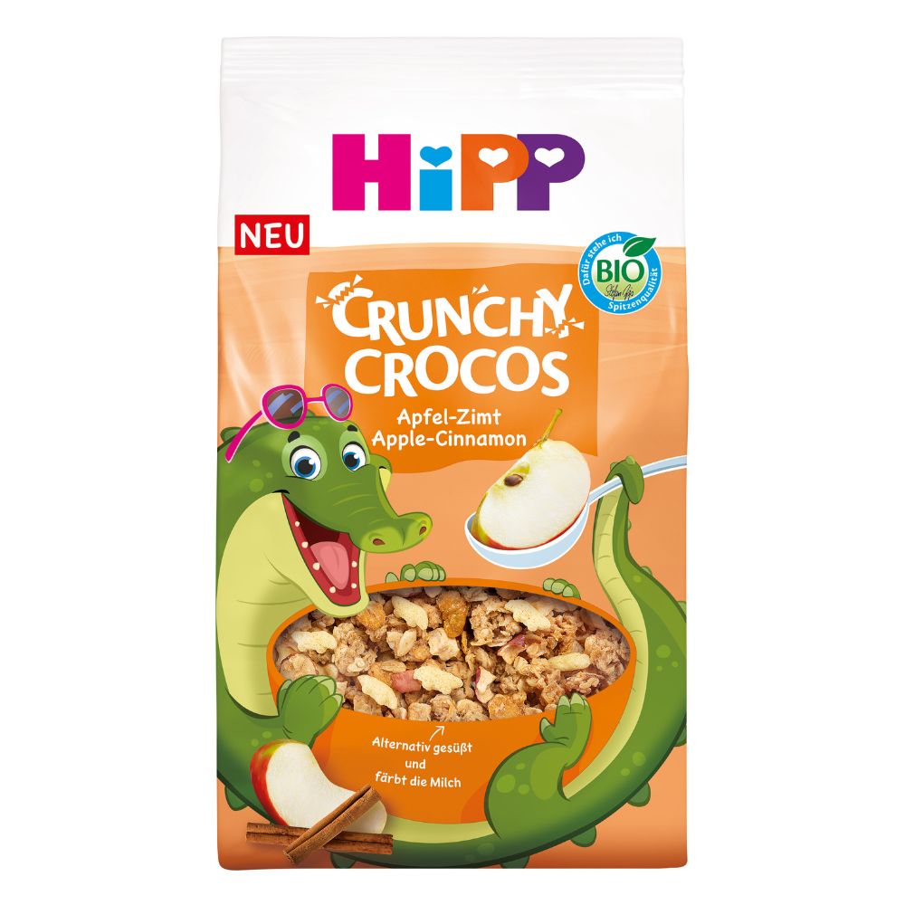 Muesli Crocodili crocanti Bio cu mar si scortisoara, 300 g, Hipp