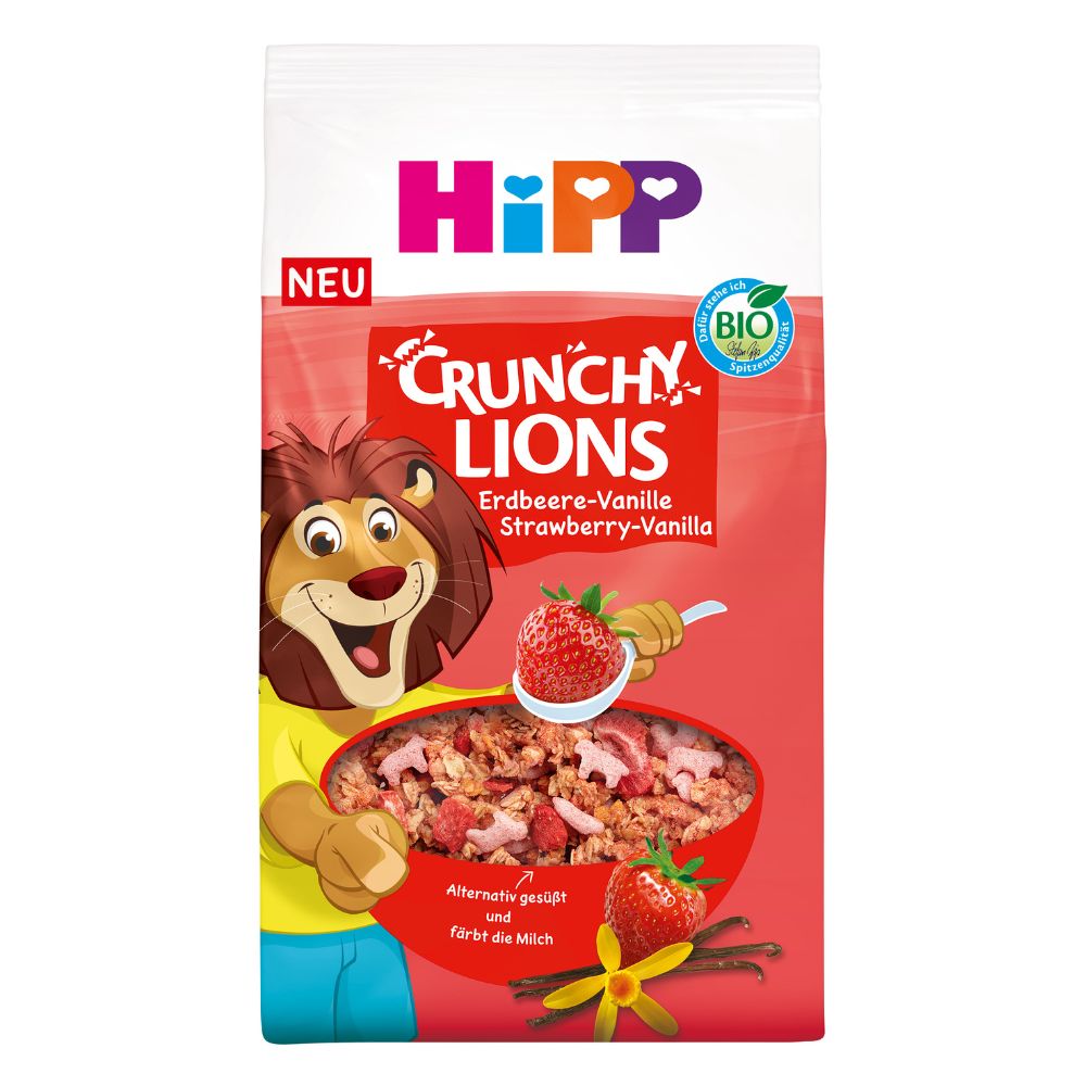 Muesli Lei crocanti Bio cu capsuni si vanilie, 300 g, Hipp