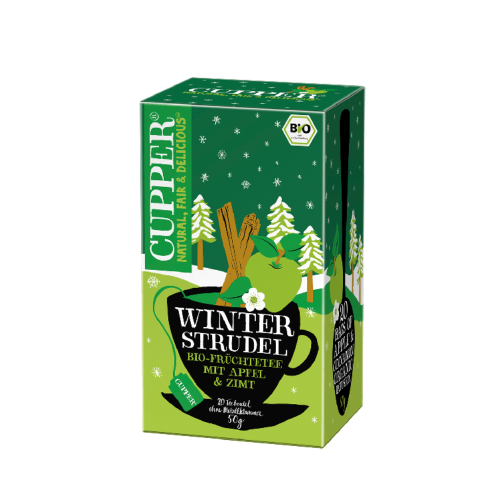 Ceai de iarna Bio cu mere, scortisoara si arome naturale, 20 plicuri, Cupper
