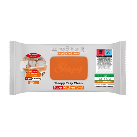 Servetele umede pentru bucatarie Easy Clean, Orange Oil, 50 bucati, Sleepy 743273