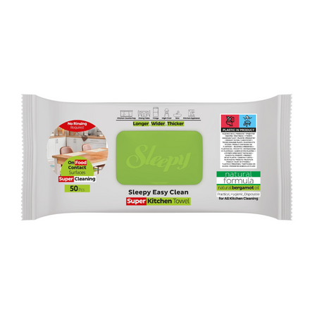 Servetele umede pentru bucatarie Easy Clean, Bergamot Oil, 50 bucati, Sleepy 743279