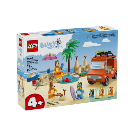 Calatoria familiei lui Blue cu masina la plaja, 4 ani+, 11202, 133 piese, Lego Bluey 743293