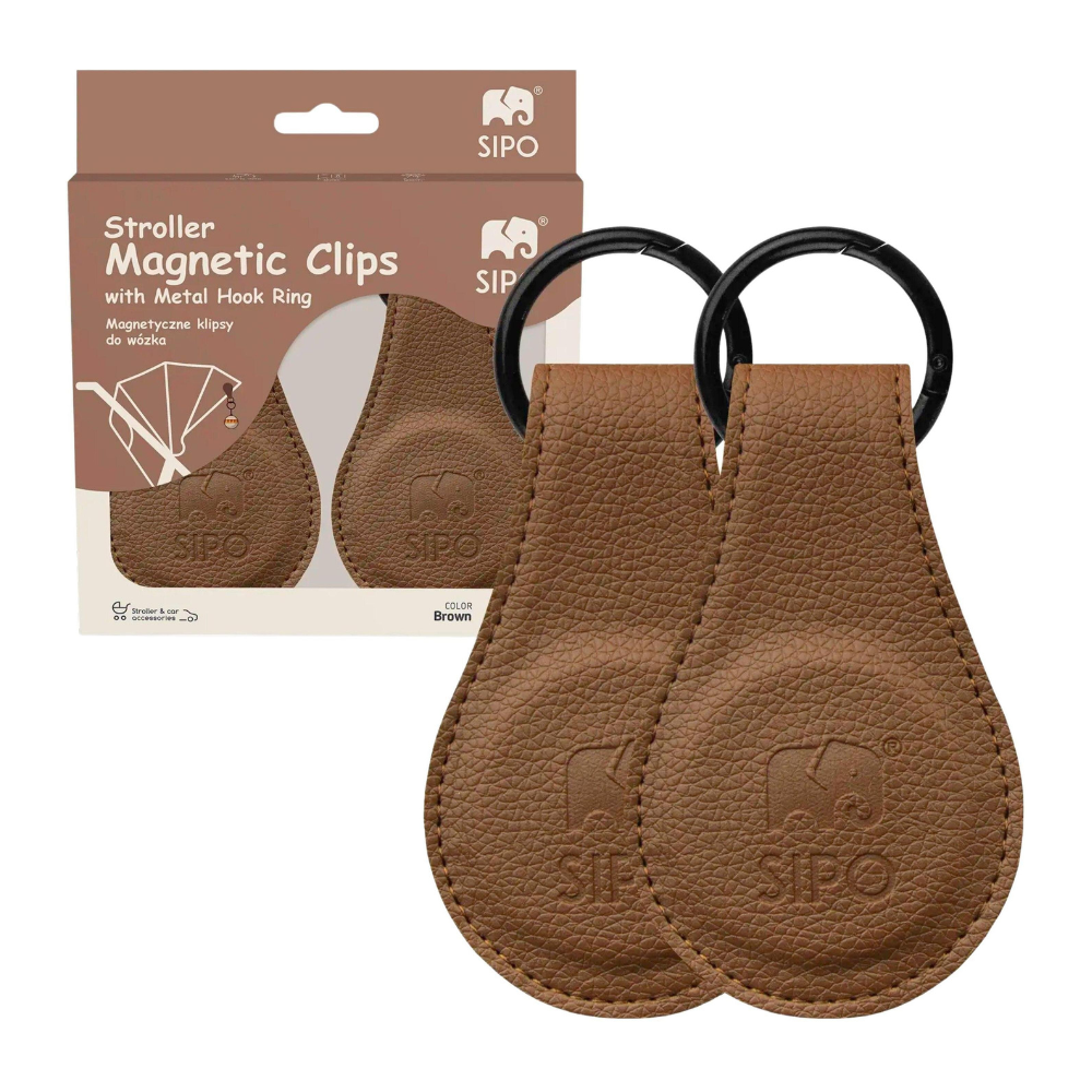 Clipsuri magnetice pentru carucior, Maro, 2 bucati, Sipo