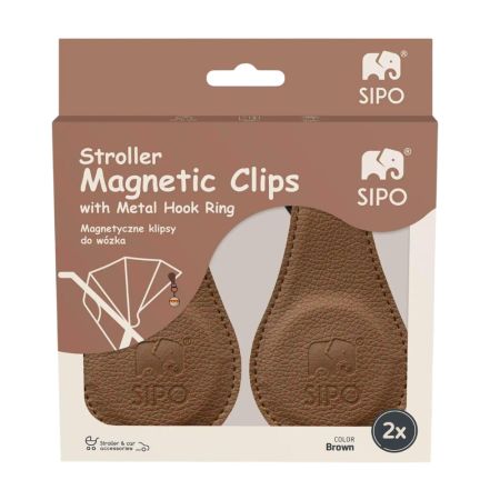 Clipsuri magnetice pentru carucior, Maro, 2 bucati, Sipo 743428