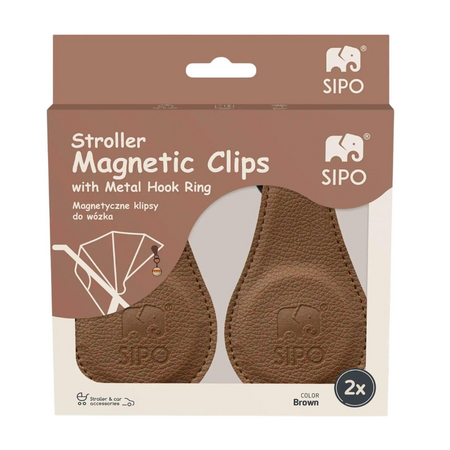 Clipsuri magnetice pentru carucior, Maro, 2 bucati, Sipo 743428