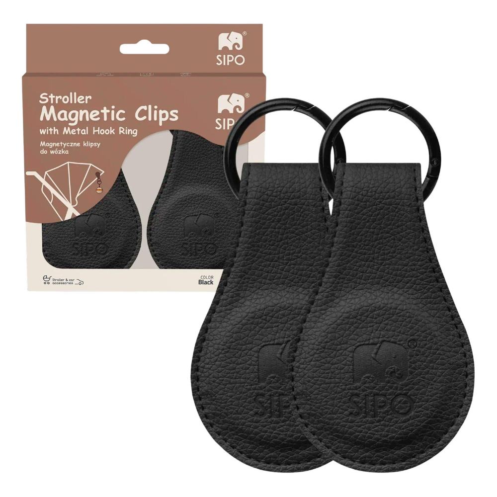 Clipsuri magnetice pentru carucior, Negru, 2 bucati, Sipo