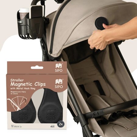 Clipsuri magnetice pentru carucior, Negru, 2 bucati, Sipo 743432