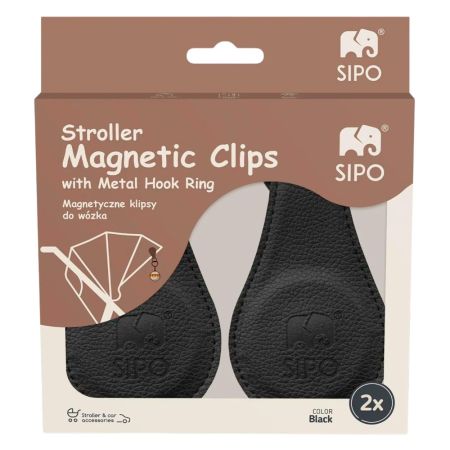 Clipsuri magnetice pentru carucior, Negru, 2 bucati, Sipo 743433