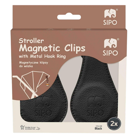 Clipsuri magnetice pentru carucior, Negru, 2 bucati, Sipo 743433