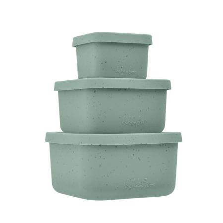 Set 3 cutii pentru gustari bebelusi din silicon alimentar, Platinum Sage Green, Kikka Boo