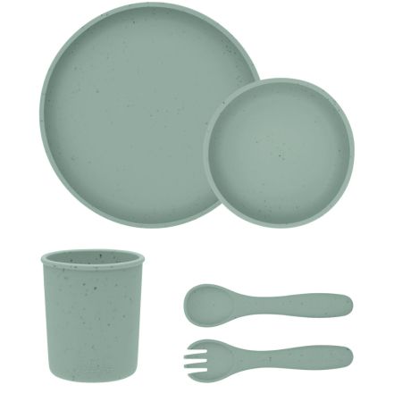 Set complet din silicon pentru mesele bebelusului Platinum, Sage Green, 5 piese, Kikka Boo