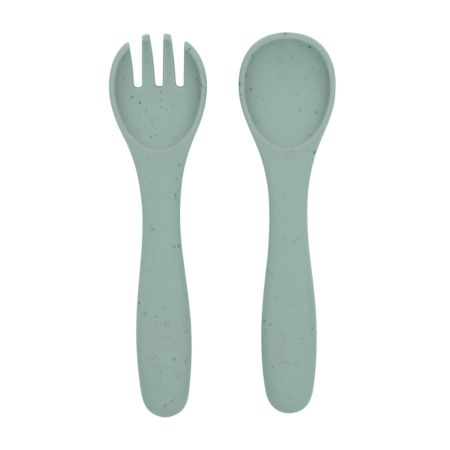 Set complet din silicon pentru mesele bebelusului Platinum, Sage Green, 6 luni+, 5 piese, Kikka Boo 743453