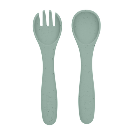 Set complet din silicon pentru mesele bebelusului Platinum, Sage Green, 6 luni+, 5 piese, Kikka Boo 743453