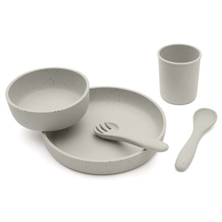 Set complet din silicon pentru mesele bebelusului Platinum, Sand, 5 piese, Kikka Boo 743471