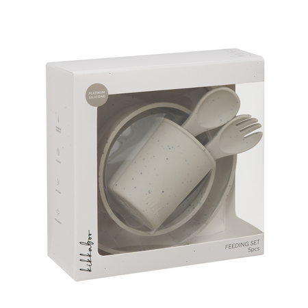 Set complet din silicon pentru mesele bebelusului Platinum, Sand, 5 piese, Kikka Boo 743469