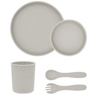 Set complet din silicon pentru mesele bebelusului Platinum, Sand, 5 piese, Kikka Boo