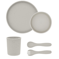 Set complet din silicon pentru mesele bebelusului Platinum, Sand, 5 piese, Kikka Boo