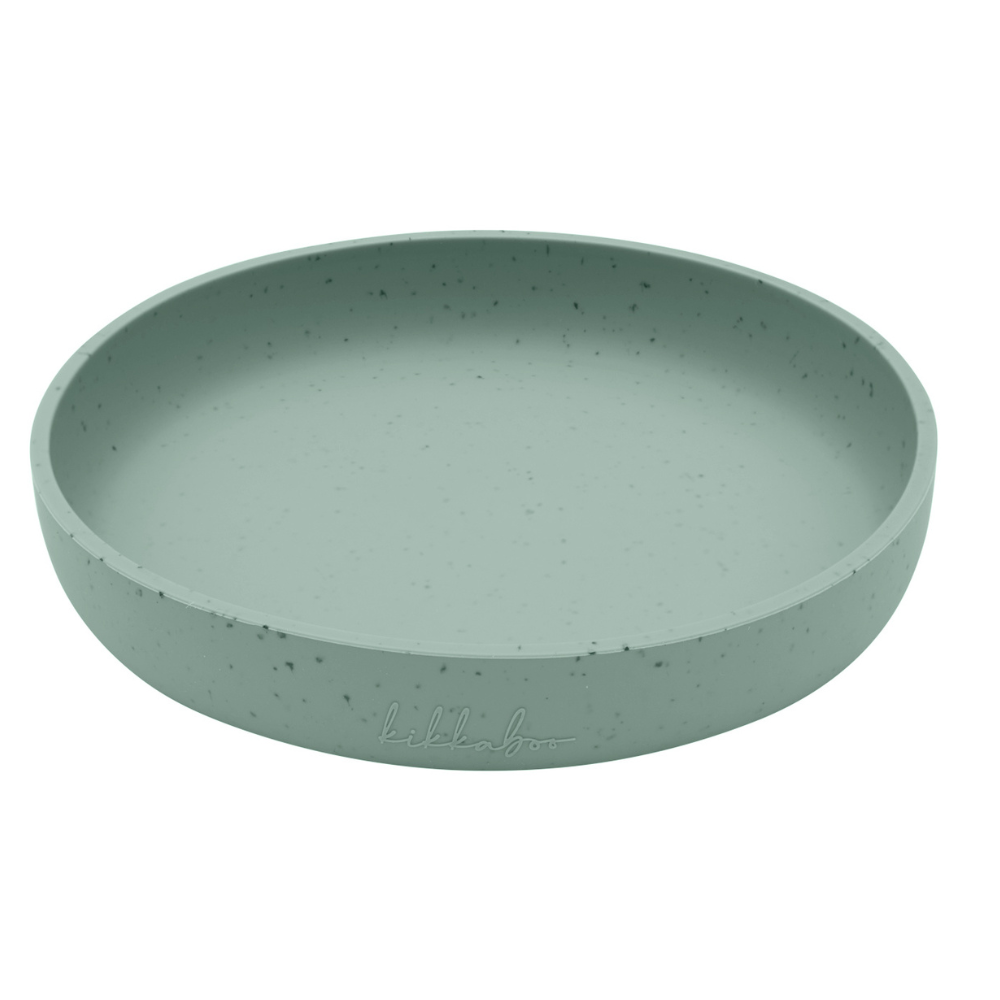 Farfurie pentru bebelusi din silicon alimentar Platinum, Sage Green, 400 ml, Kikka Boo