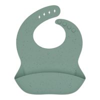 Baveta din silicon cu buzunar colector pentru hranire Platinum, Sage Green, Kikka Boo
