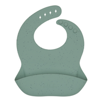 Baveta din silicon cu buzunar colector pentru hranire Platinum, Sage Green, Kikka Boo