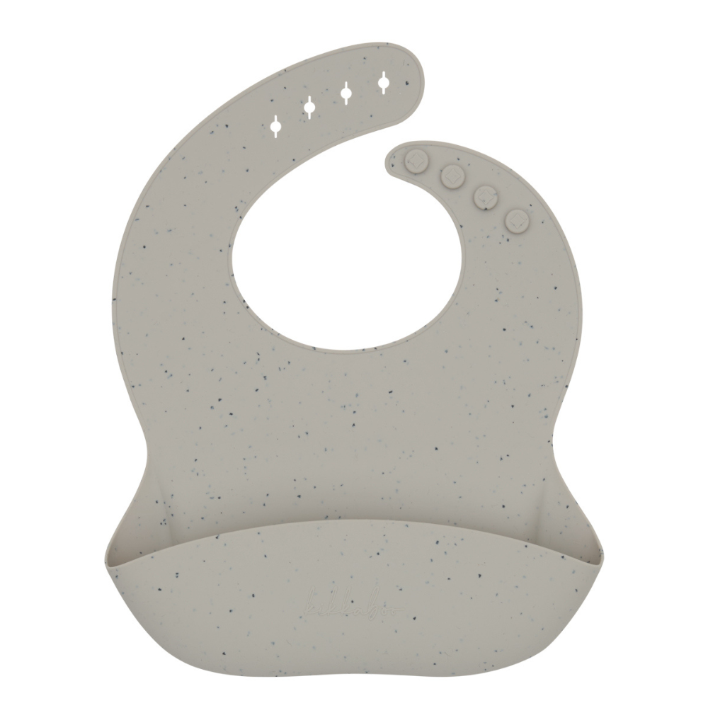 Baveta din silicon cu buzunar colector pentru hranire Platinum, Sand, Kikka Boo