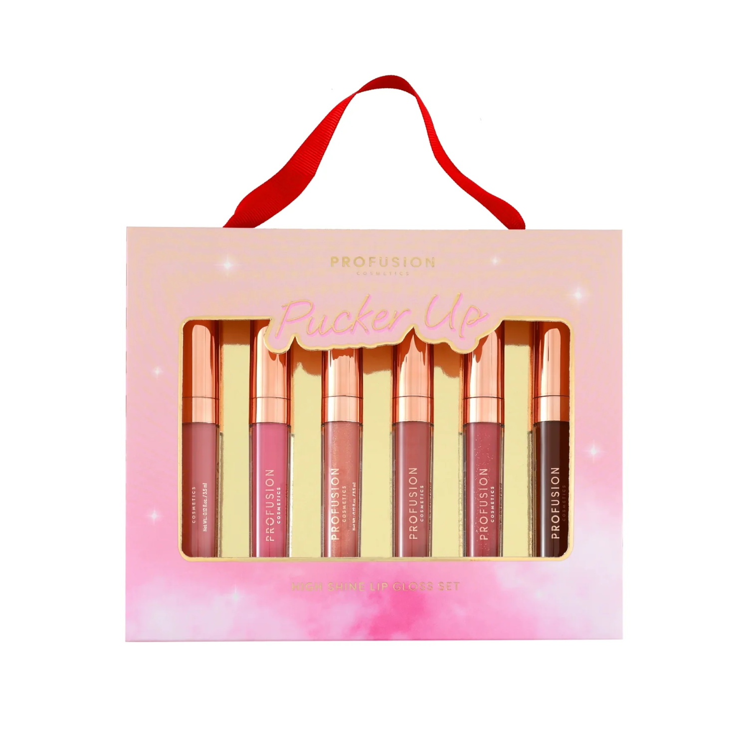 Set de gloss-uri pentru buze cu luciu intens, Pucker Up, 6 x 3.5 ml, Profusion Cosmetics