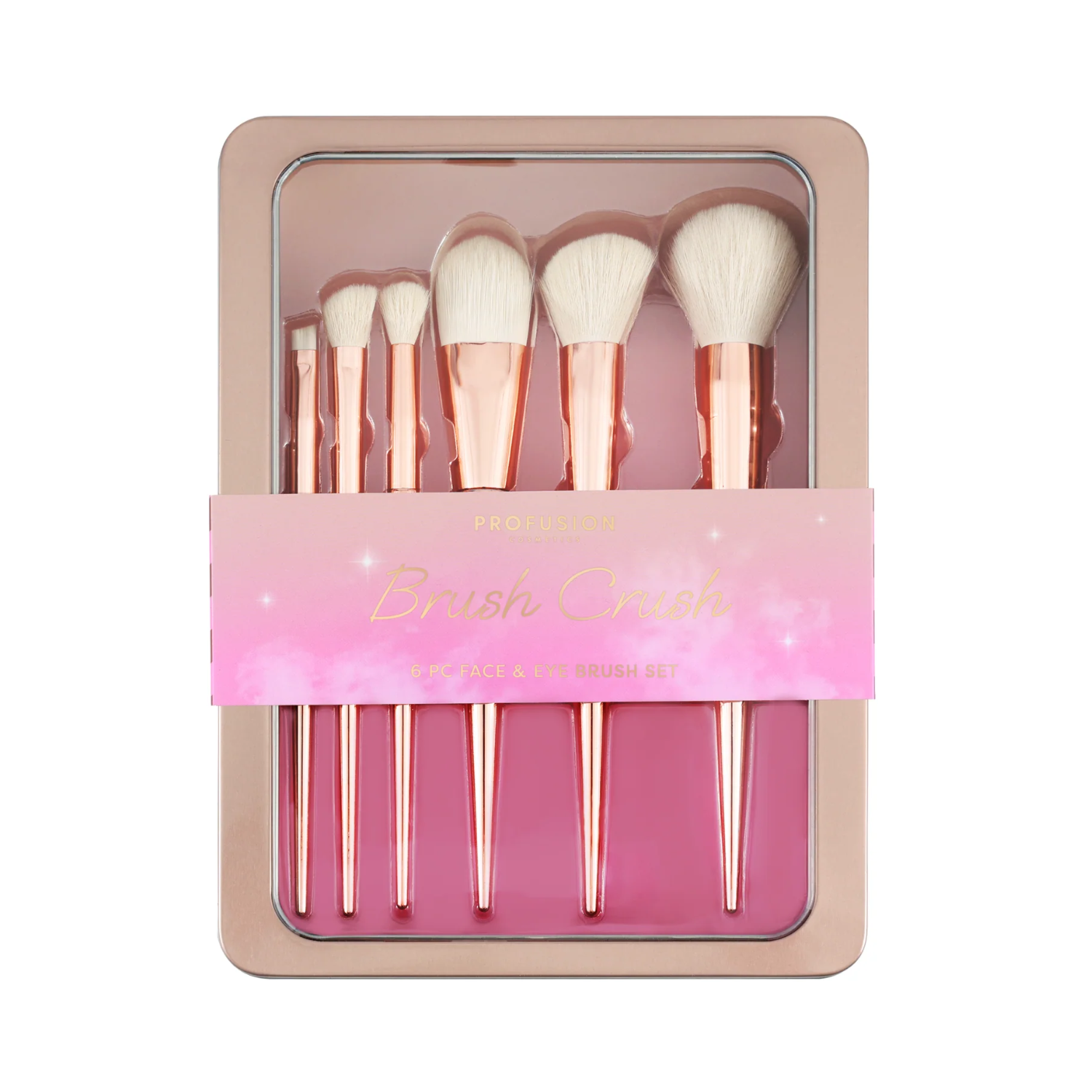 Set pensule pentru machiajul fetei si al ochilor, Brush Crush, 6 bucati, Profusion Cosmetics