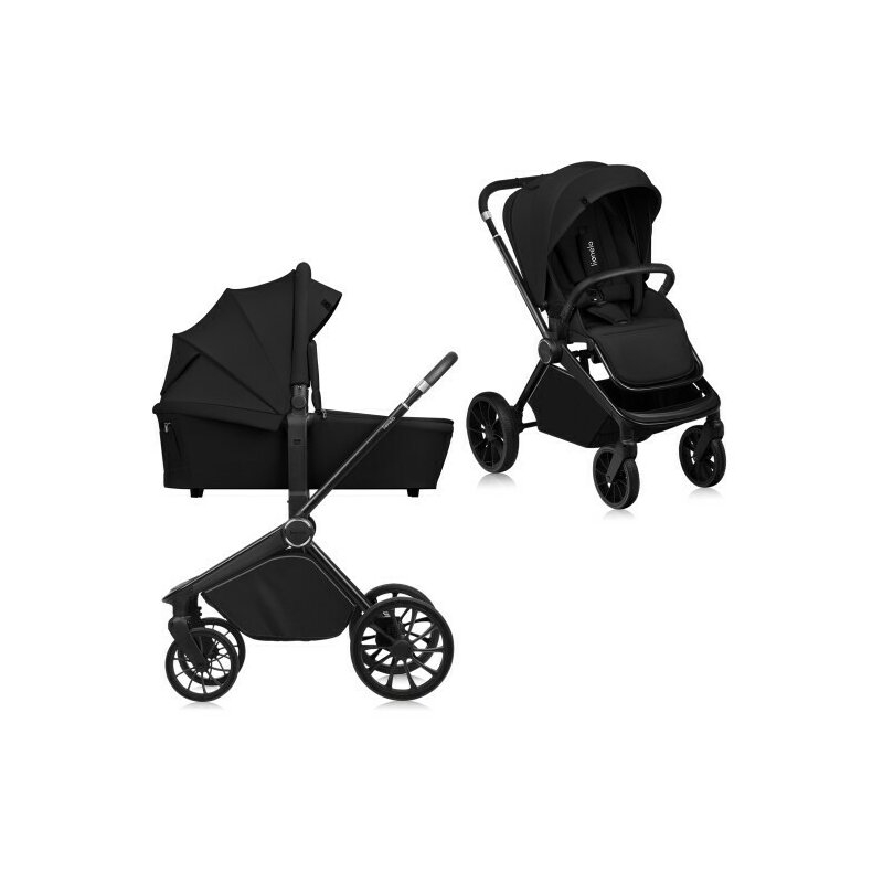 Carucior reversibil  2 in 1 cu landou si ventilatie 3D Mika Plus, pana la 22 kg, Negru, Lionelo